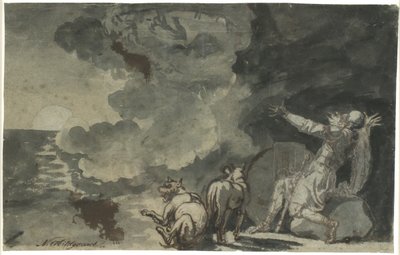 フィンガルは月明かりで先祖の霊を見る。 オシアンの情景 作： Nicolai Abildgaard