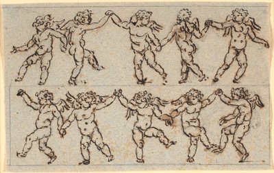 踊るキューピッドの 2 列のフリーズ 作： Nicolai Abildgaard