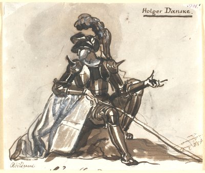 甲冑姿のホルガー・ダンスケ 作： Nicolai Abildgaard