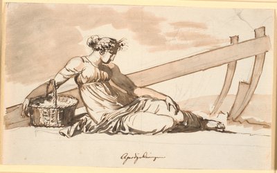 鋤の前で​​休む女性。 耕作の寓話 作： Nicolai Abildgaard