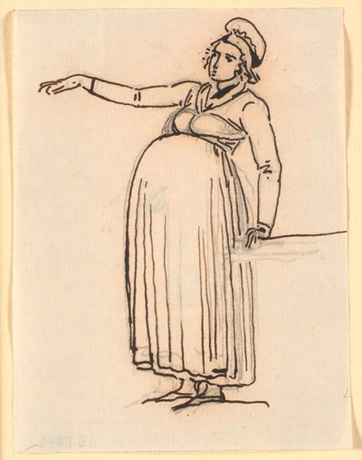右腕を伸ばした肥沃な女性の似顔絵 作： Nicolai Abildgaard