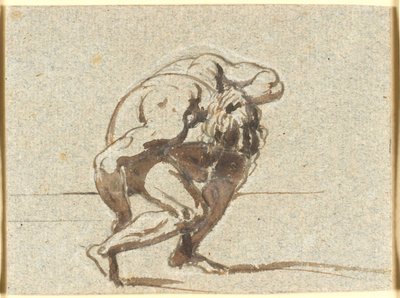 左手を首に当ててしゃがんだ姿 作： Nicolai Abildgaard