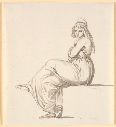 組んだ腕を持つ肥沃な女性、横顔左 作： Nicolai Abildgaard