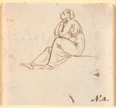 左の横顔で座っている女性像 作： Nicolai Abildgaard
