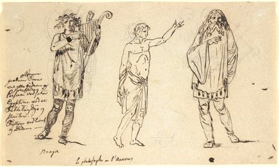 3 人の人物像。 テレビ。 前のページのブラガ図と同様 作： Nicolai Abildgaard