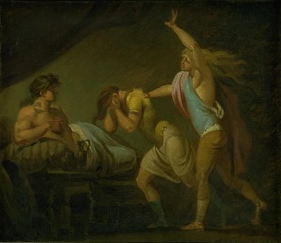 アレキサンダー大王に、彼に対する陰謀を告白する 2 人の若者 作： Nicolai Abildgaard