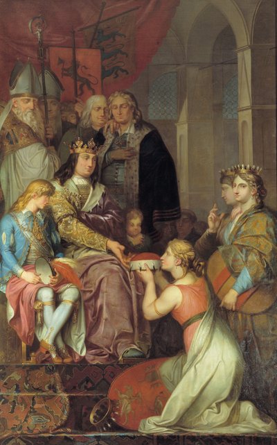 1474 年、1780 年にホルスタインを公国と宣言したクリスチャン 1 世。 作： Nicolai Abraham Abildgaard