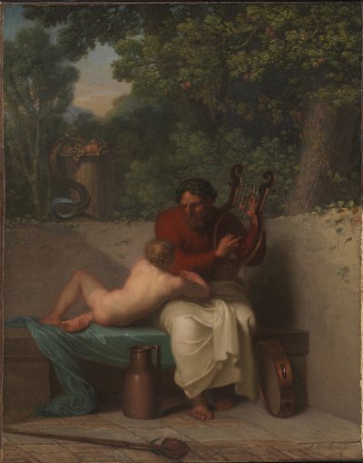 ギリシャの詩人アナクレオンとバティル、1808年。 作： Nicolai Abraham Abildgaard