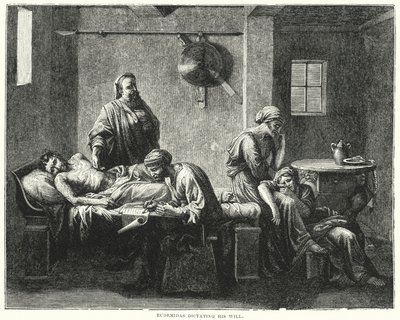 遺言書を作成するエウデミダス（彫刻 作： Nicolas (after) Poussin