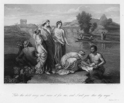 モーセの発見、出エジプト記II、9（エングレービング 作： Nicolas (after) Poussin