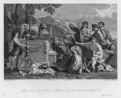 金の子牛、出エジプト記XXXII、8（彫刻 作： Nicolas (after) Poussin