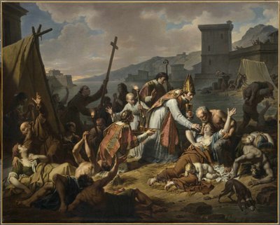 1720年、1819年以前のマルセイユのペストの間のモンシニョール・ド・ベルサンスの献身。 作： Nicolas André Monsiaux