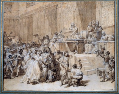 フランス革命：国民会議が1794年2月4日（16 Pluviose An II）にパリで植民地における奴隷制の廃止を宣言する。Nicolas Andre Monsiau（1754-1837）によるインク画 日。0,26x0,33 m パリ、カルナヴァレ美術館 作： Nicolas Andre Monsiau