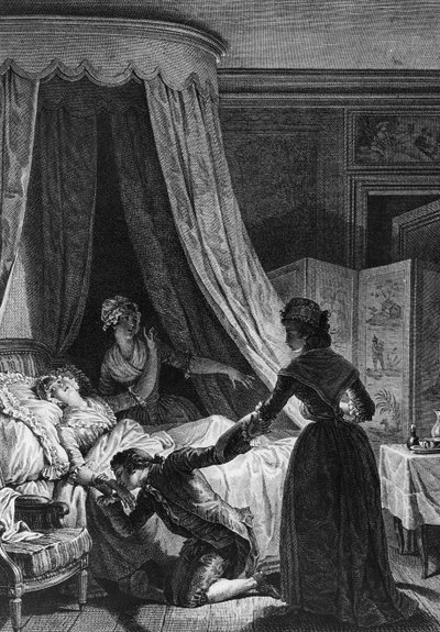 ジュリーとサン＝プリュー、ジャン＝ジャック・ルソーの「ラヌーヴェルエロワーズ」（1712-78）のイラスト 作： Nicolas Andre Monsiau