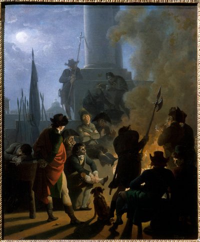1789年の革命家のビバーク風景 ニコラ・トーナイ（1755-1830）の絵画 作： Nicolas Antoine Taunay