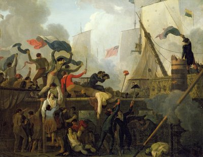1794年6月1日、ウェサンの戦いでの「ルヴァンジュールデュプープル」の乗組員の勇気 作： Nicolas Antoine Taunay