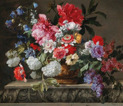 薔薇、チューリップ、アネモネ、ライラックの静物画 17世紀後半 作： Nicolas Baudesson
