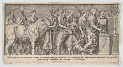 異教徒の犠牲、アンティークのレリーフの後、1553., 1553. 作： Nicolas Beatrizet