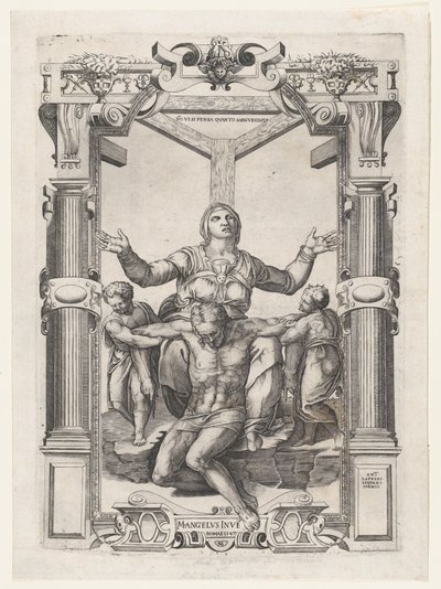 十字架の前で天使とピエタ、1547., 1547. 作： Nicolas Beatrizet