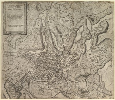 ローマの素晴らしさの鏡：西から見たローマの眺め、1557年。 作： Nicolas Beatrizet
