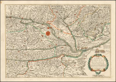 1663年、ニコラ・ベレーが出版したハンガリー上下部、トランシルヴァニア、スロヴェニア、クロアチア、ダルマチアの地図 作： ニコラス・ベレイ