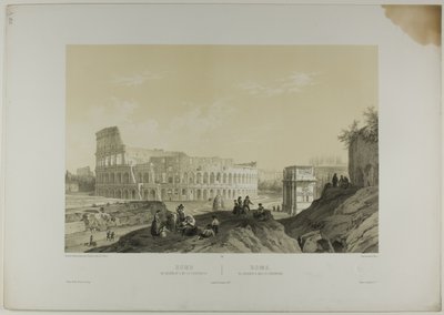 ローマコロッセオとコンスタンティヌスのアーチ（『Italie Monumentale et Pittoresque』より、プレート38 作： Nicolas Chapuy