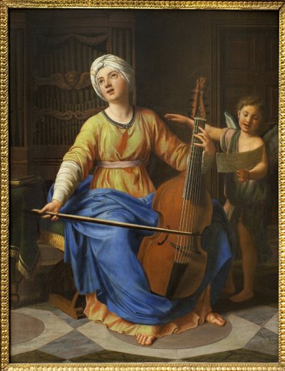 聖セシルニコラ・コロンベル(1646-1717)の絵画、木に油彩。フランス美術 17-18世紀ルーアン美術博物館 作： Nicolas Colombel