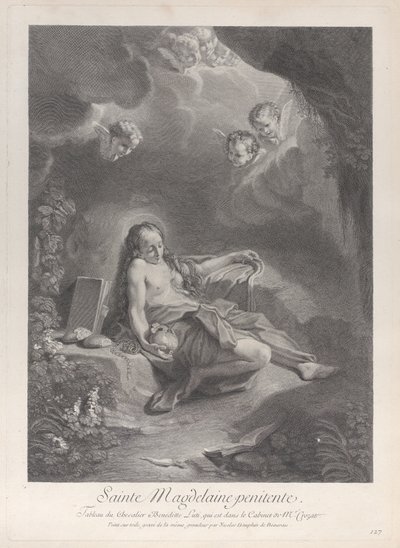 悔い改めたマグダラのマリア、カリフォルニア州。 1729年。 作： Nicolas Dauphin de Beauvais