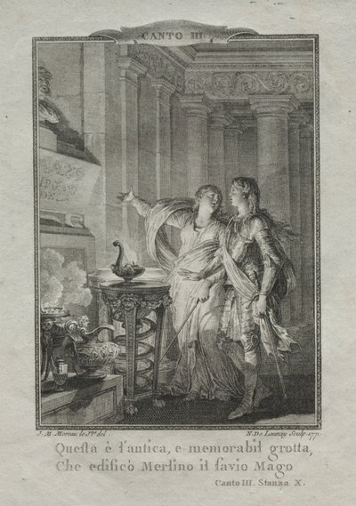 魔術師マーリンの洞窟にて、1771年。 作： Nicolas Delaunay