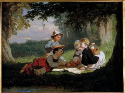 Le gouter champetre ニコラ・ガベ（1814-1865）の絵画 19世紀 個人蔵 作： Nicolas Edward Gabe