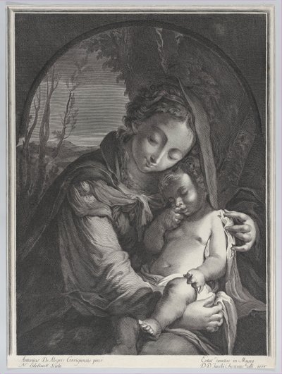 眠っているキリストの子供と聖母, 1708., 1708. 作： Nicolas Etienne Edelinck