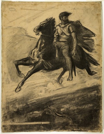空を馬に乗る男 作： Nicolas François Chifflart