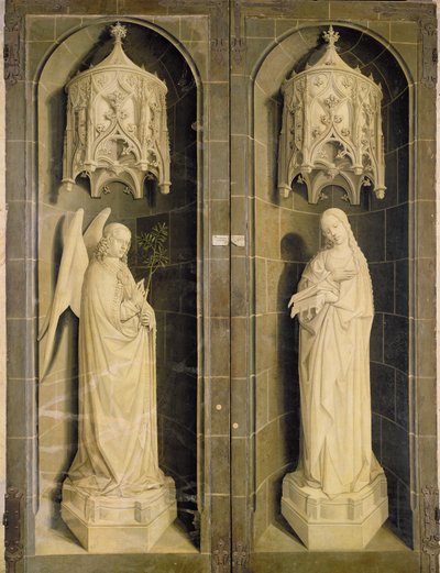 受胎告知、モーゼのトリプティクとバーニングブッシュの外板、1476年頃 作： Nicolas Froment