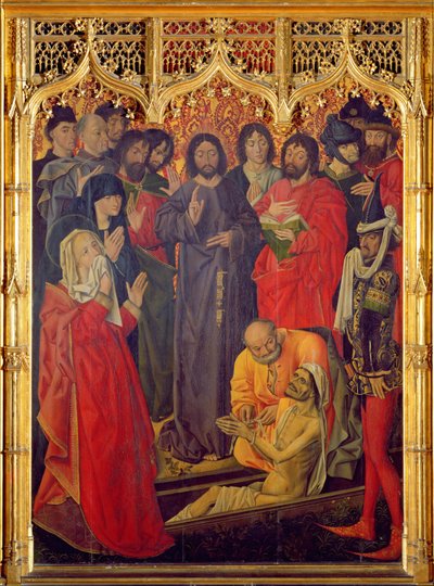 ラザルスの中央パネルであるラズルストリプティクの復活、1461年 作： Nicolas Froment