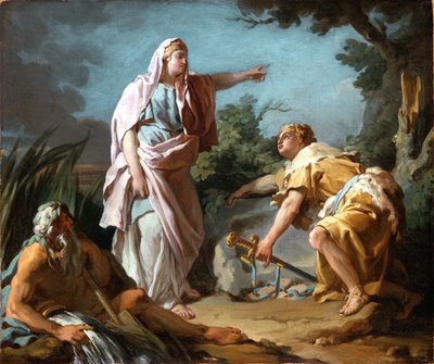 1768年に父親が腕を隠していた場所に息子のテセウスを見せたエースラ 作： Nicolas Guy Brenet