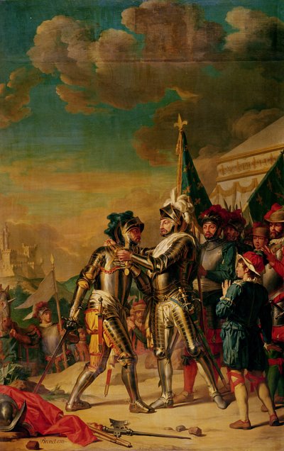 アンリ2世（1519〜59年）、サンミッシェル騎士団の鎖をガスパールドソーク（1509〜73）に贈る、タヴァンヌ伯爵、レンティの戦い後、1554年8月13日、1789年 作： Nicolas Guy Brenet