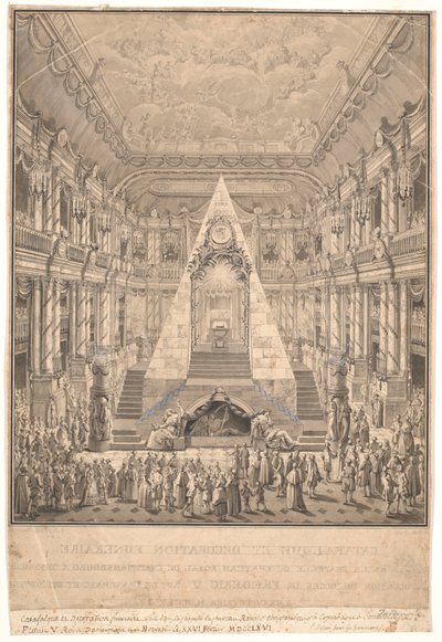 フレデリック 5 世のカタファルクがあるクリスチャンスボー城のチャペル 作： Nicolas Henri Jardin