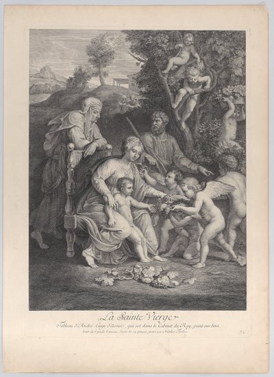 聖エリザベスと天使たちのいる聖家族、ca. 1729年頃。 1729年。 作： Nicolas Henri Tardieu