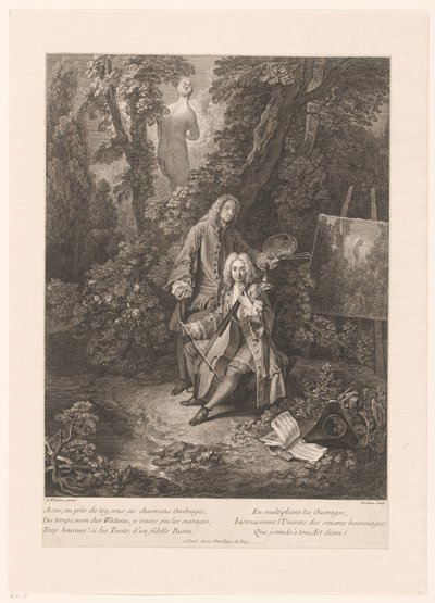 公園の風景の中の 2 人の勇敢な男性 作： Nicolas Henri Tardieu