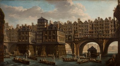 船員の馬上槍試合、ポン ノートルダムとポン トー チェンジの間、パリ、1756 年。 作： Nicolas Jean Baptiste Raguenet