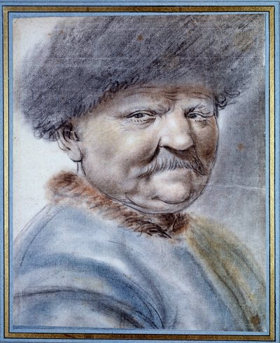 ロシアの皇帝ピョートル1世（1672-1725）の肖像。ニコラ・ラニョーによる黒石絵（16世紀〜17世紀） Dim.0.31x0.25 m シャンティイ、コンデ美術館 作： Nicolas Lagneau or Lanneau