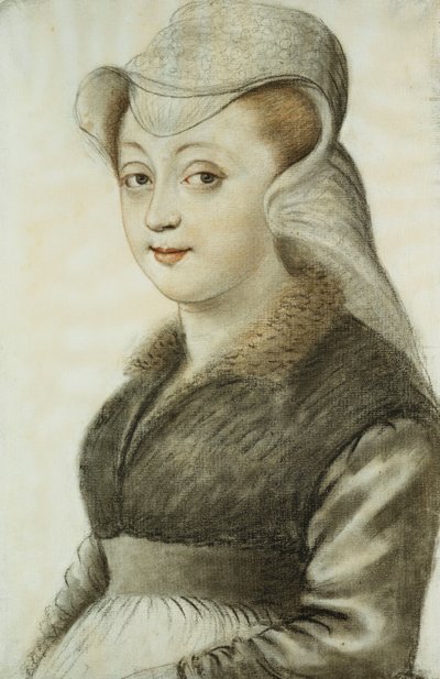 左を向いた半身の若い女性の肖像画 作： Nicolas Lagneau or Lanneau