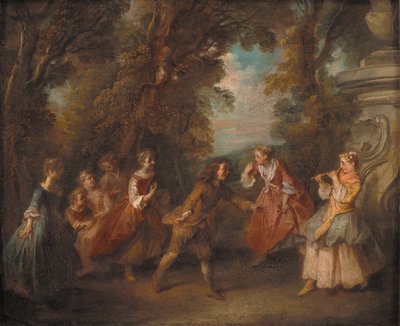 オープンで遊んでいる子供たち 作： Nicolas Lancret