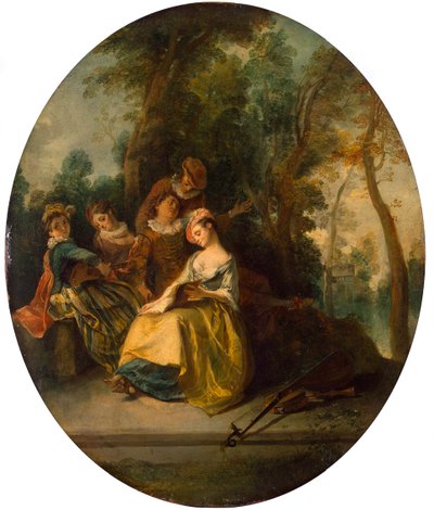 公園でのコンサート」、1738年。 作： Nicolas Lancret