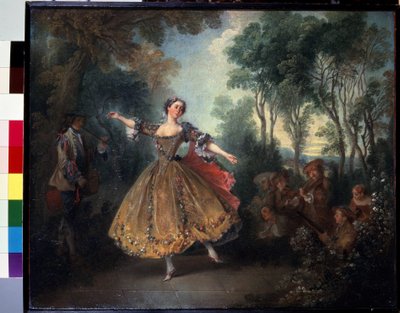 「踊るカマルゴ」(ミス・カマルゴ・ダンシング) マリー・アン・ド・キューピス・カマルゴは、カマルゴ (1710-1770) の踊りと呼ばれました。 Nicolas Lancret (1690-1743) による絵画 18 世紀初頭 Dim. 45x55 cm エルミタージュ美術館、サンクトペテルブルク 作： Nicolas Lancret