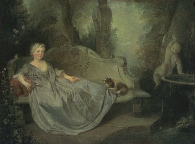 庭の女性の肖像、1730 作： Nicolas Lancret