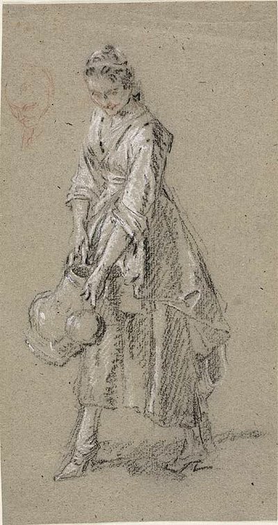 水差しを持つ若い女性の習作 作： Nicolas Lancret