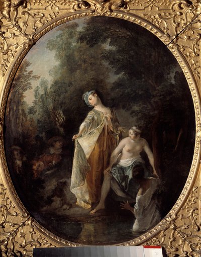 水浴客たち。ニコラ・ランクレ（1690-1743）による絵画 作： Nicolas Lancret