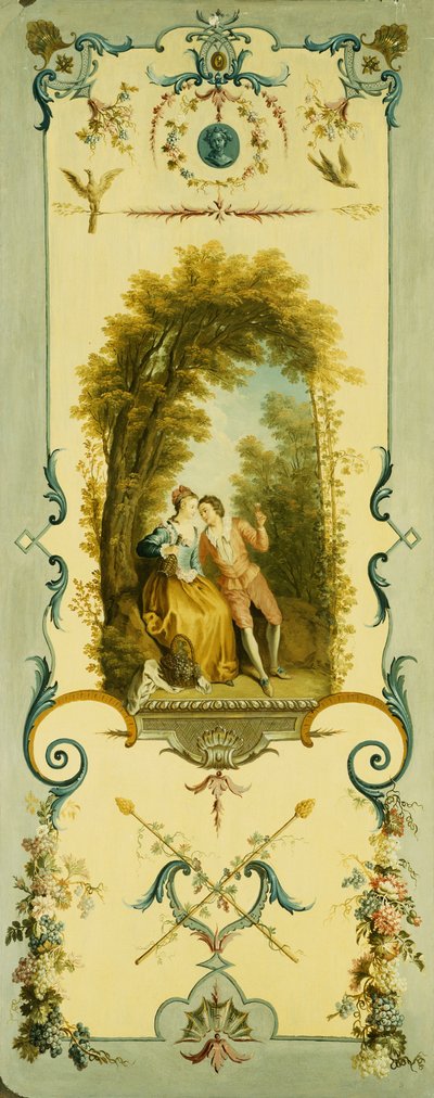 冬、夏、秋の寓意を持つ3つの装飾パネル 作： Nicolas Lancret