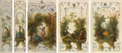 壁パネル: 庭師、園芸、ぶどう園、シーソー、ブランコ 作： Nicolas Lancret